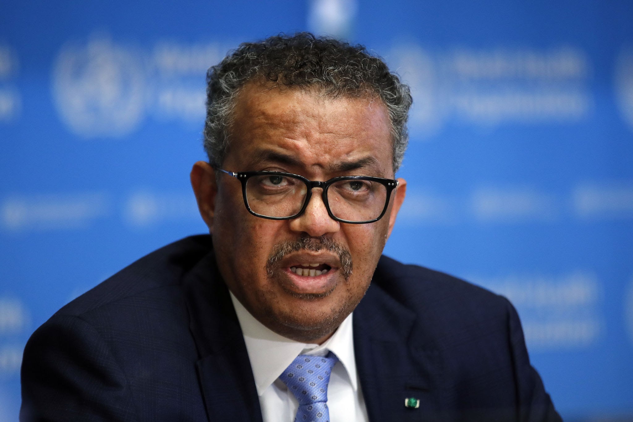 Tedros Adhanom Ghebreyesus, director general of the World Health Organization (WHO), speaks during a news conference on the COVID-19 coronavirus outbreak in Geneva, Switzerland, on Monday, March 2, 2020. More than $1.1 trillion was wiped off the value of developing-nation stocks and bonds last week as the economic impact of the coronavirus worsened. Photographer: Stefan Wermuth/Bloomberg via Getty Images
