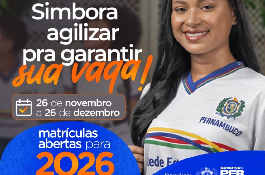  Matrículas abertas para o ano letivo de 2026 na Rede Estadual