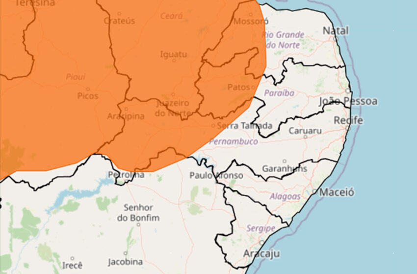  Inmet prevê risco de tempestade em 42 municípios do Sertão, mas pode chover forte em todo estado de Pernambuco