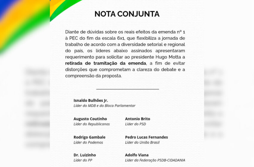  Líderes da Câmara pedem a retirada de proposta de transição de 10 anos na PEC 6x
